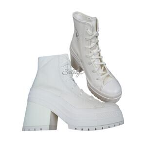 Converse Chuck 70 De Luxe Heel Leather White Egret Silver Sneaker Boot 6.5 NEW